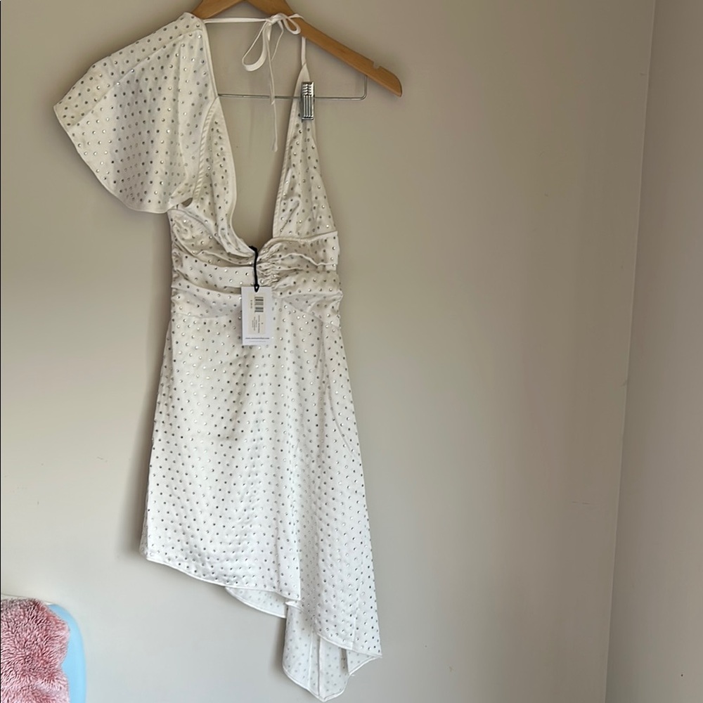 WeWoreWhat White Asymmetrical Tie Front Dress